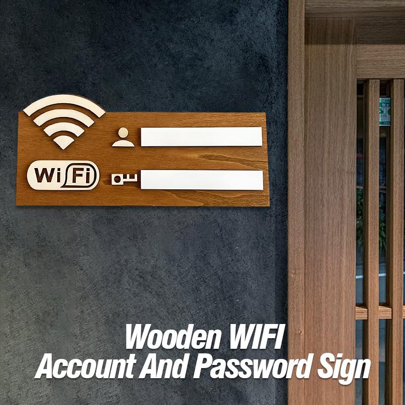 Wooden WiFi Password Sign Board - Reusable Handwritten WiFi Notice, Wall-Mounted Sign for Cafe Restaurant Hotel Shop Decor