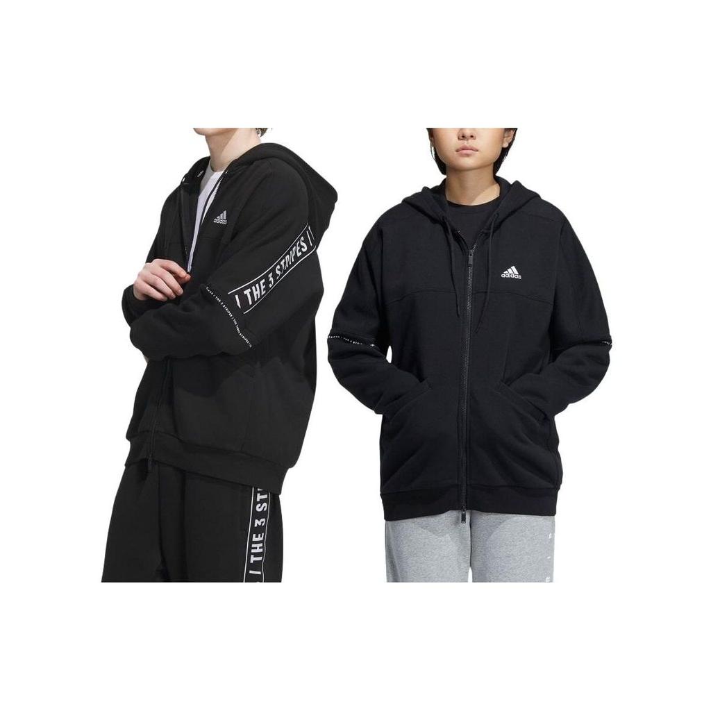 Adidas Sweat à capuche ample à imprimé motif alphabet, manches longues, unisexe, hauts noirs IK7357