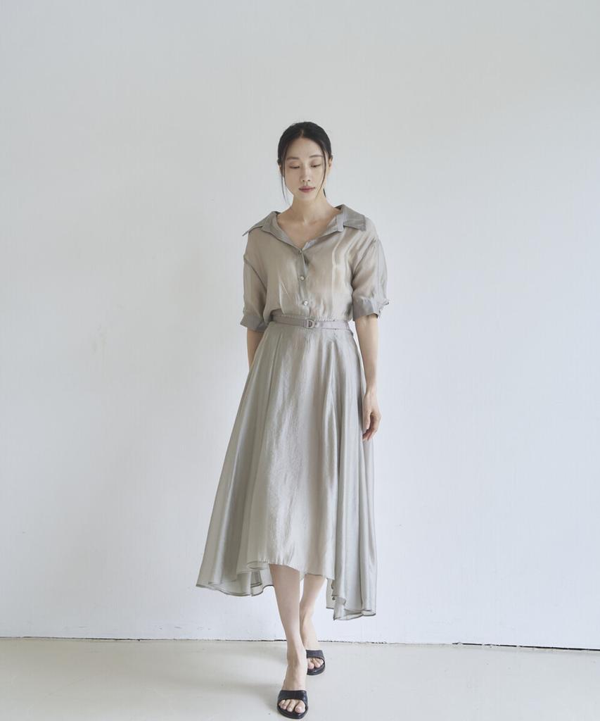 Eima Satin Open Collar Dress_3Color