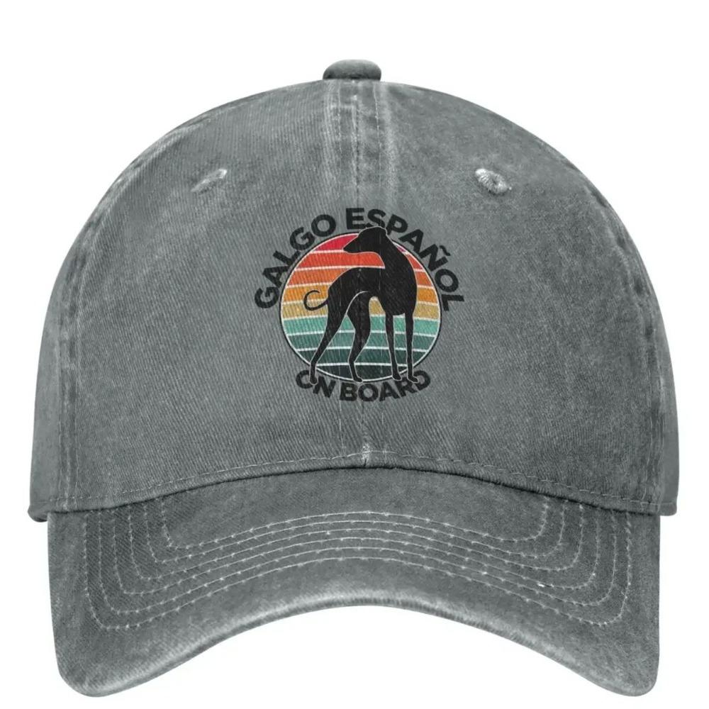 Galgo On Board Baseball Cap Dog Print Casual Women Men Washed Trucker Hat Breathable Custom Diy Hunting Camping Baseball Caps