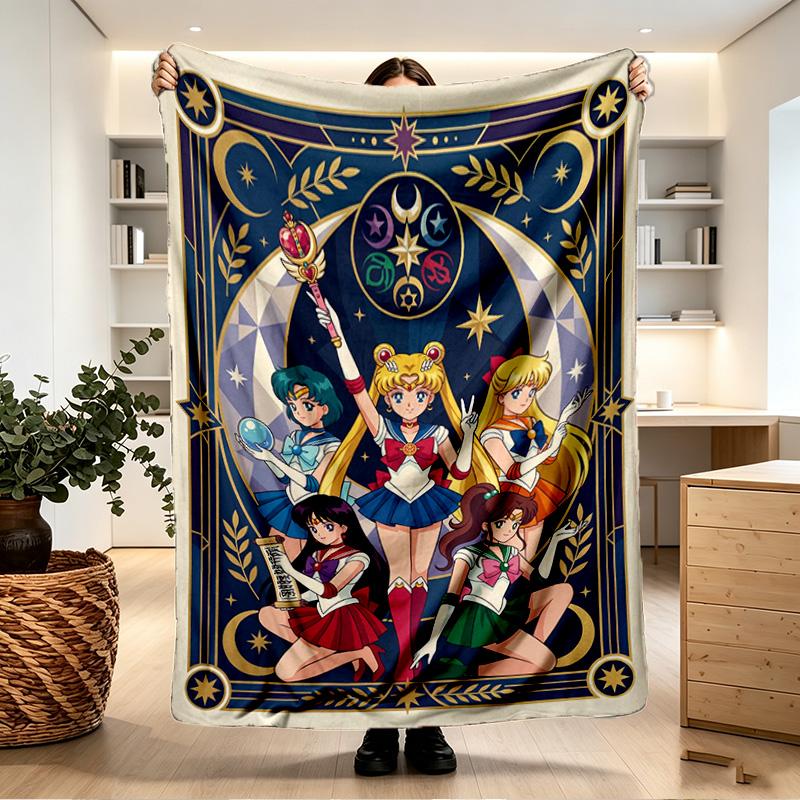 Sailor Moon Print Blanket - Soft & Comfortable, for Bedroom, Travel, Sofa, Home Decoration - Birthday Christmas Gift for Friend