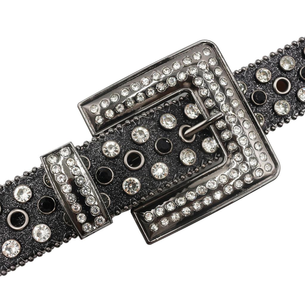 Design Crossman Square Rhinestone Buckle Western Rhinestone Denim Trend Belt Party Stage