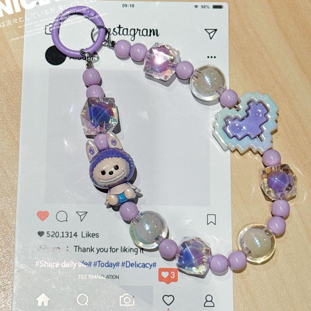 Doll Mobile Phone Chain Pendant POP MART Cute Bead String Keychain Mobile Phone Case Pendant