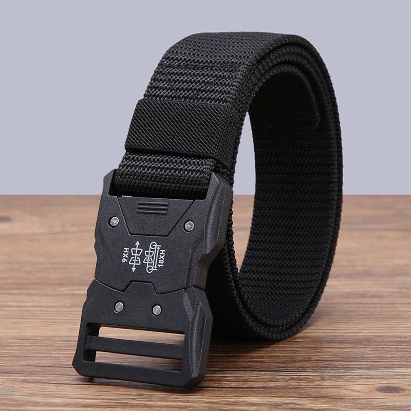 [Tactical Belt] Adjustable Durable Men's Tactical Belt | Quick-Release Buckle for Outdoor Sports, Training & Casual Wear - Unisex Design, Black Fabric