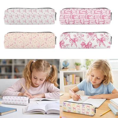 Portable Bowknot Pen Bag Zipper Closure Pencil Pouch New Pencil Case  School Supplies