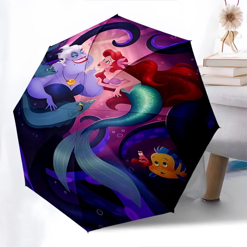 Mermaid Themed Automatic Opening and Closing Umbrella, Brightly Colored 8-rib Portable Umbrella, Suitable for Men and Women, A Perfect Gift for Christ