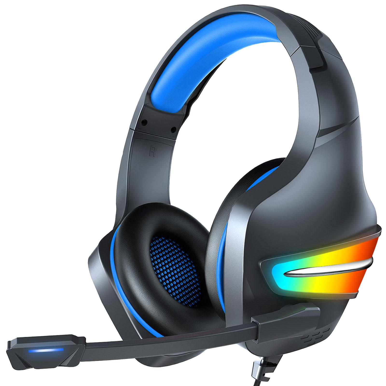 

Игровая стереогарнитура с объемным звуком J6, встроенное управление и светящаяся повязка на голову с RGB-подсветкой, игровая компьютерная гарнитура