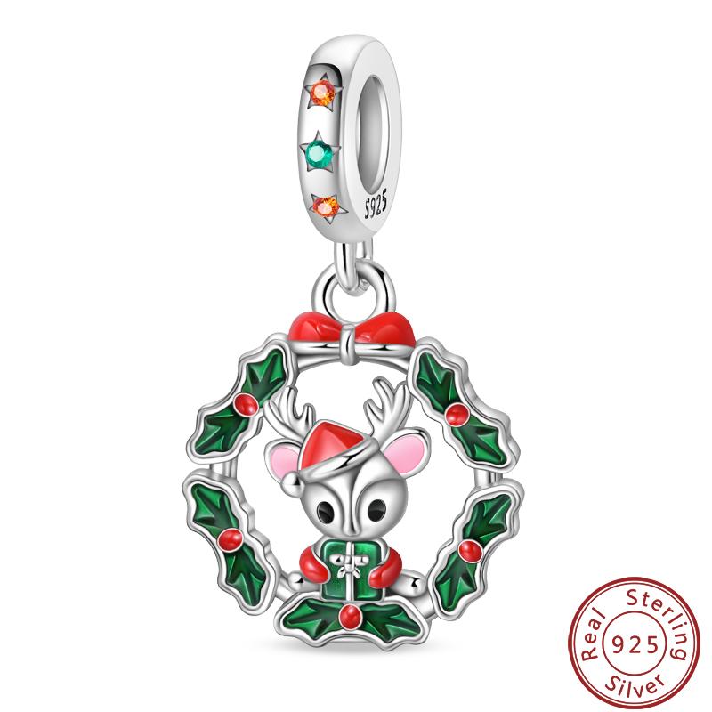 Copper Romantic Christmas Snowman Gingerbread Santa Claus Charms Bead Fit 3Mm Diy Fine Jewelry Accessories