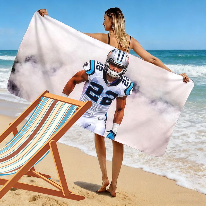Christian McCaffrey Print Beach Towel, Large Soft Quick Dry Towel for Beach Camping Swimming