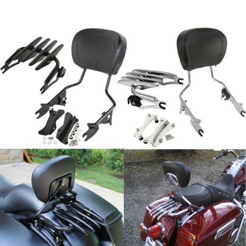 Motorcycle Detachable Backrest Sissy Bar Luggage Rack For Harley Road King Street Glide Electra Glide Standard CVO 2014-2024