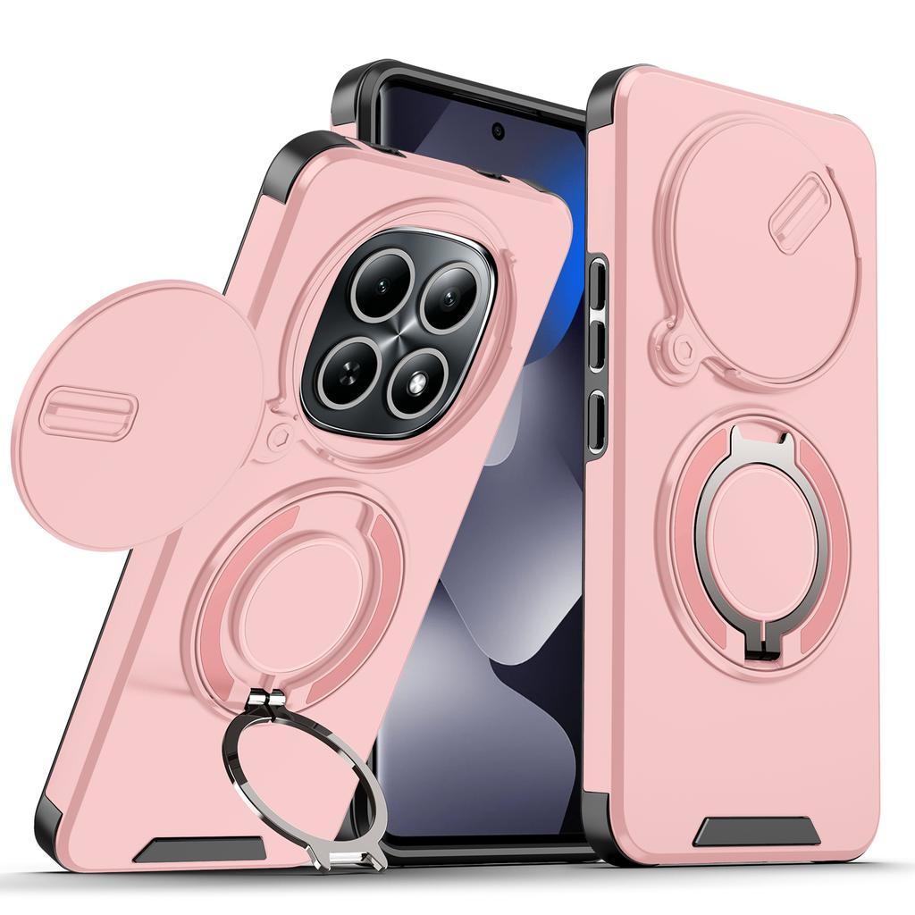 Magnetic Metal Ring Stand Armor Case For Xiaomi Redmi Note 15 Pro 4G 14Pro Plus 5G Slide Push Window Lens Protection Phone Cover
