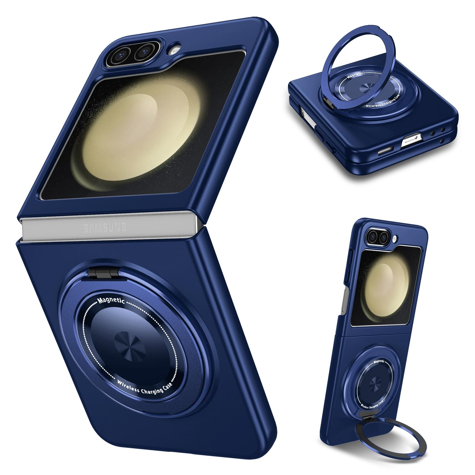 

For Samsung Galaxy Z Flip5 5G Magnetic Case Invisible Kickstand PC+TPU Phone Cover Sapphire