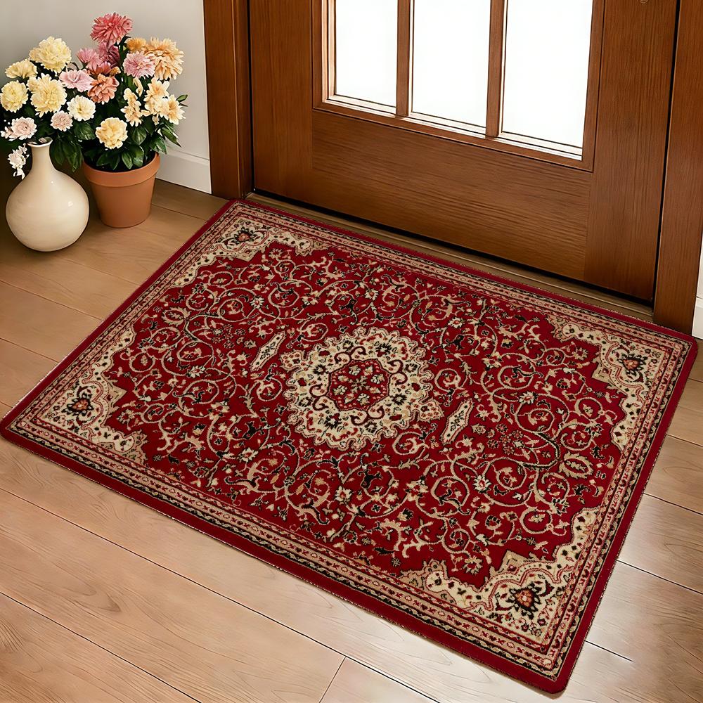 Mysterious Red Persian Carpet Floor Mat Cozy Flannel Soft Thick Non-Slip Mat For Living Room Bedroom Kitchen Decor Rugs