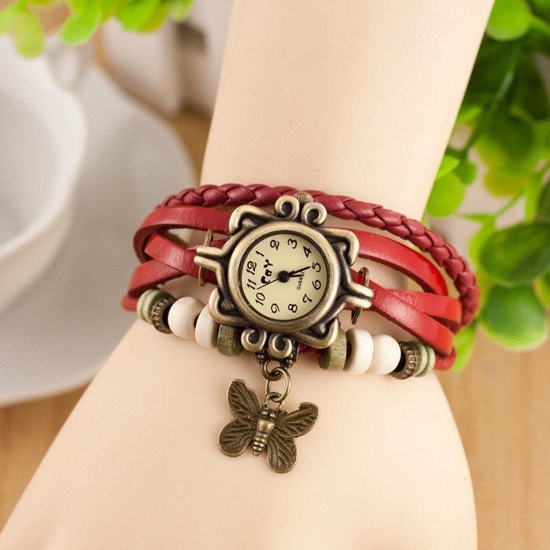 Stylish Retro Wristwatch With Fashionable Leather Wrap Bracelet For Women And Kids
