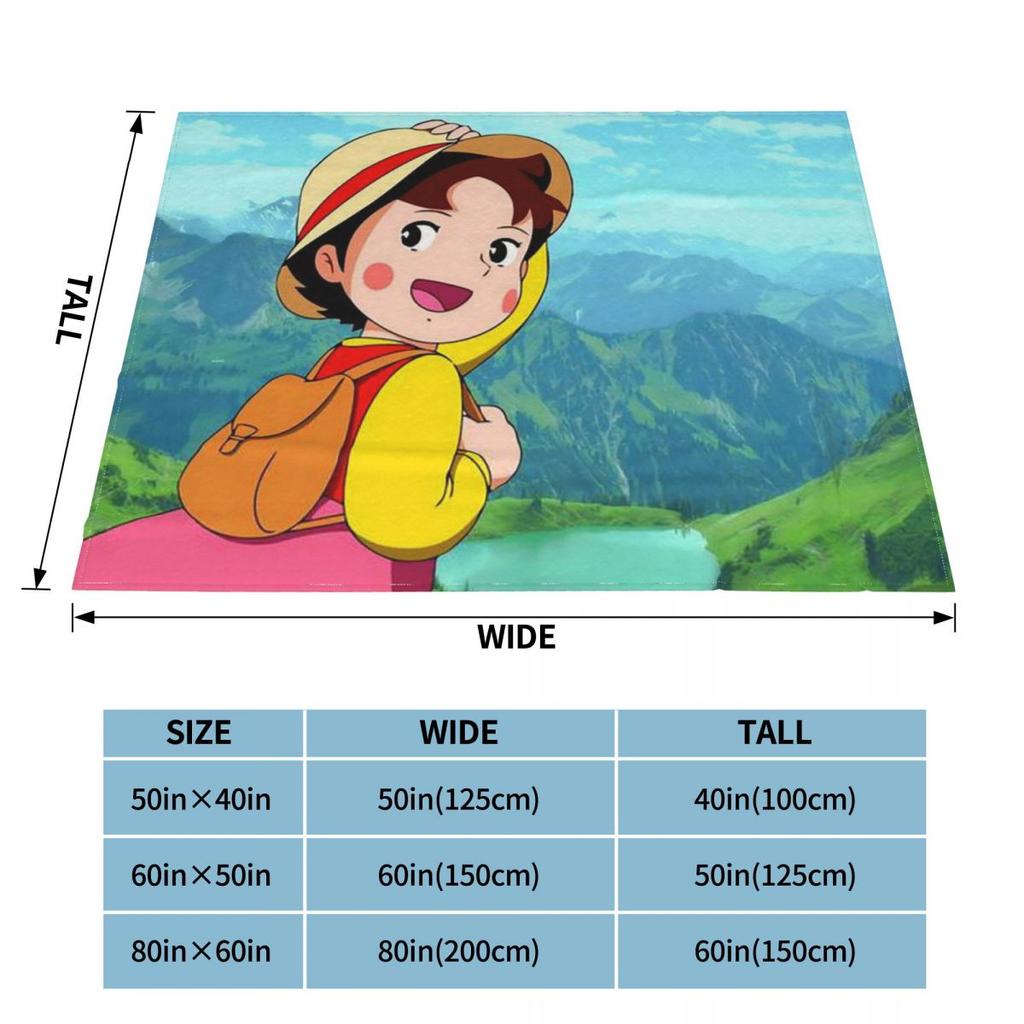 Heidi Ein Mädchen aus den Alpen Decke Fleece Ganzjahres niedlicher Cartoon Multifunktionale Weiche Kuscheldecke für Bettwäsche Schlafzimmer Bettüberwürfe