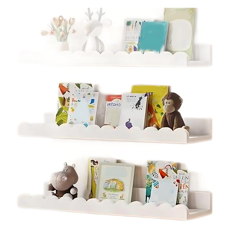 Goede-Gekartelde Planken 4 STUKS, 15,6 Inch Witte Zwevende Kinderkamer Boekenplank-Kinder Wanddecoratie