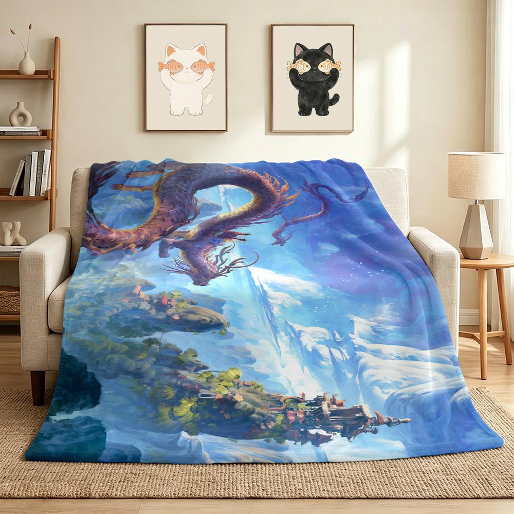 Dragon Sky Flannel Blanket Throw Blanket Soft Warm Sofa Bed Camping Car Home Decor Unique Christmas Gift C9301026