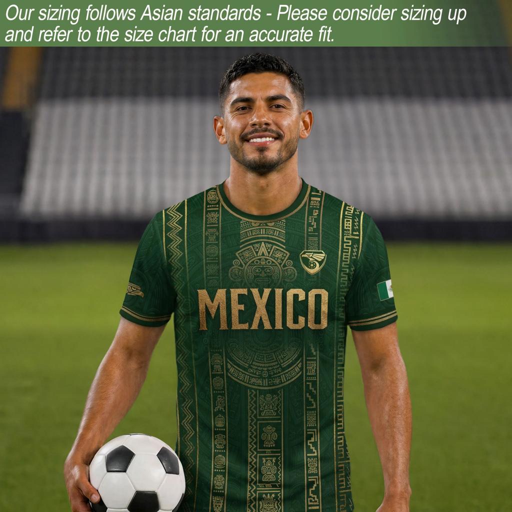 Men's Casual Soccer Jersey Short Sleeve Top Featuring Mexico Themed Graphic Print Lightweight Breathable Fabric Comfortable Fit