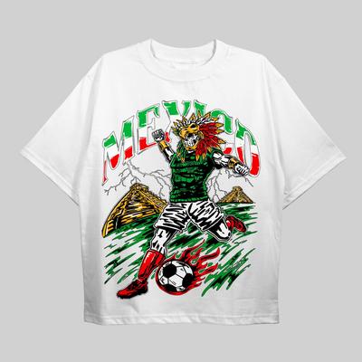 Koszulka Piłkarska Mistrzostwa Świata 2026 Meksyk Grafika Czaszki Koszulka dla Fana Piłki Nożnej Styl Vintage Strój na Dzień Meczu Prezent dla Niego Jej Streetwear Koszulka Unisex.