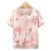 Stylish Summer Ice Silk T-shirt for Middle-aged Women (50s-60s) - Short Sleeve Top