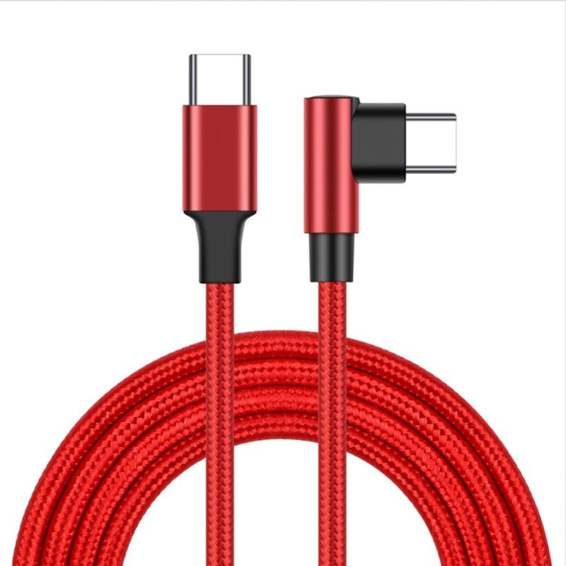 60W USB C To USB C Fast Charging Cable 480Mbps Data Transfer Nylon Braided Right Angle Type C Cable For Phone Laptop Tablet