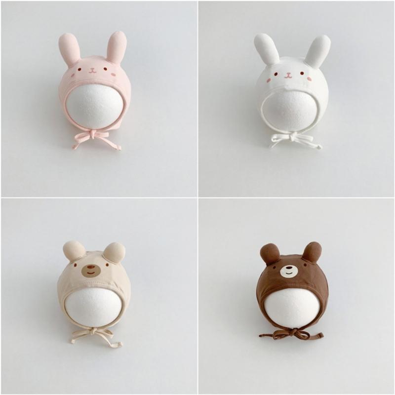 Baby Mütze Modische Kleinkinder Fötale Mützen Weich & Atmungsaktiv Säuglingshaube mit Kinnband Winddicht für Frühling Herbst