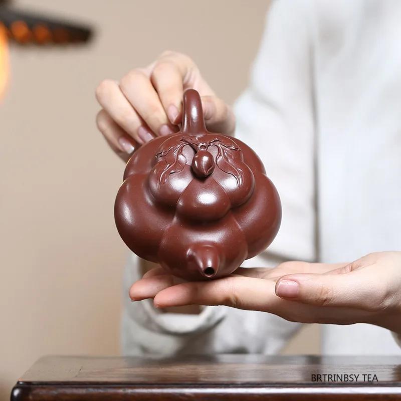 Creative Yixing Purple Clay Teapot Handmade Peach Tea Pot Household Kettle Beauty Tea Infuser Chinese Zisha Tea Set 200ml