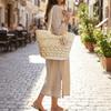 Large Capacity Straw Woven Bag Versatile Design Eco-Friendly Shoulder Beach Bag Straw Material Woven Texture Handwoven Bag Women