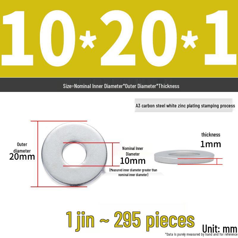 Extra Large Galvanized Metal Flat Washer - Thickened Round Screw Washer M6-M16
