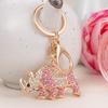 Keychain Pendant 3D Cartoon Rhinoceros Design Sparkling Rhinestones Inlaid Key Chain with Lobster Clasp Key Ring Bags Accessories