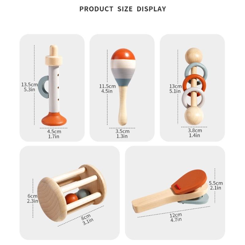 Music Set Wood Toy for Toddler Interaction Percussion Musical Instrument Sensory Education Rattle Toy for Preschooler