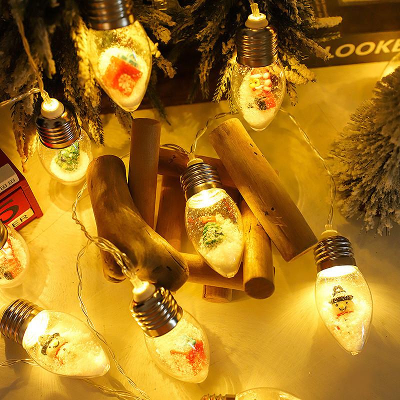 Christmas Tree Led Snow Globe Bulb String Lights For Indoor Outdoor White Warm