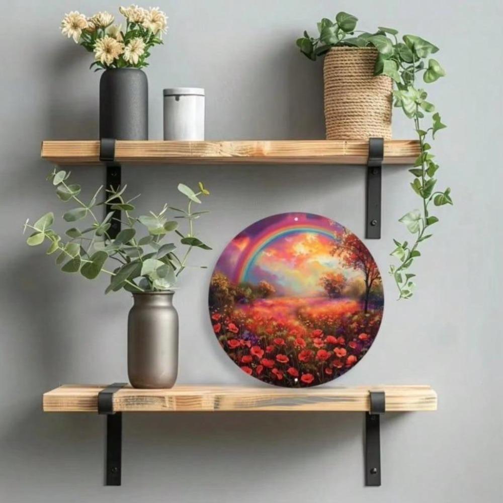 Rainbow Poppy Metal Wall Art Aluminum Sign Durable Decor for Home Office