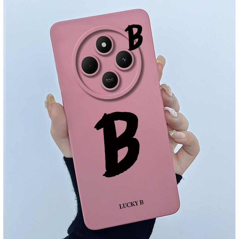 For Xiaomi Redmi 14C 4G A3Pro 4G/ Xiaomi Poco C75 4G M7 5G Case Lucky Initial Letter Liquid Soft Silicone Protective Cover Phone