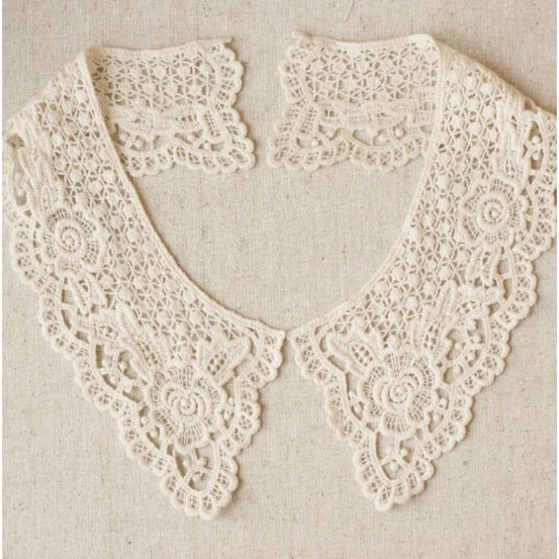 Rochie cu Guler din Dantelă Originală Vintage Meșteșug de Cusut Decolteu Guler Pulover Aplice Ornamente Scrapbooking 1Piece beige