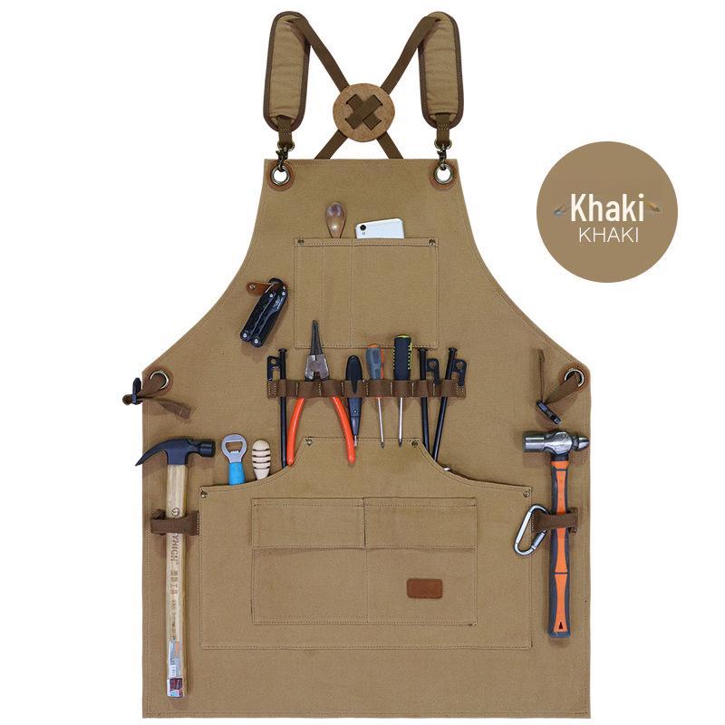 

Износостойкий кухонный фартук из парусины с множеством карманов и индивидуальным логотипом