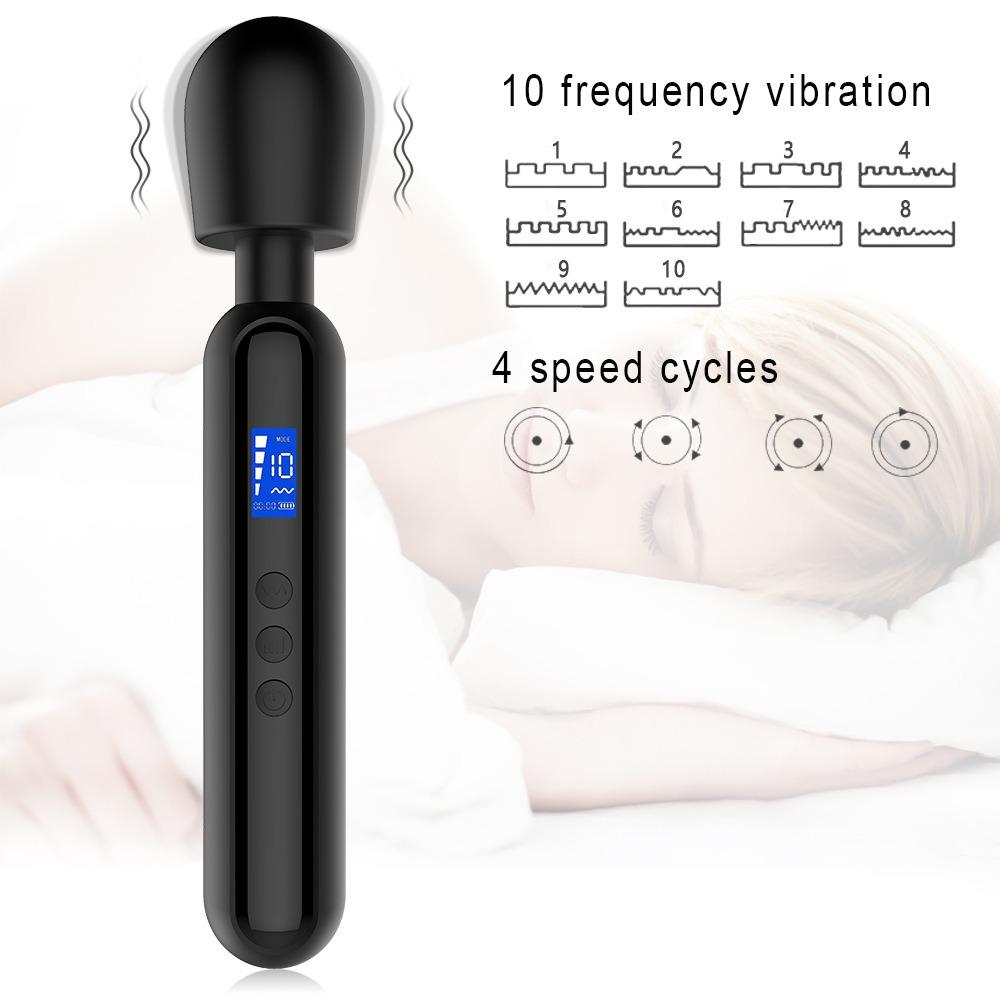Powerful Magic Wand AV Vibrator for Women G Spot Clitoris Stimulator with LED Display Muscles Massager Masturbator Adult Sex Toy