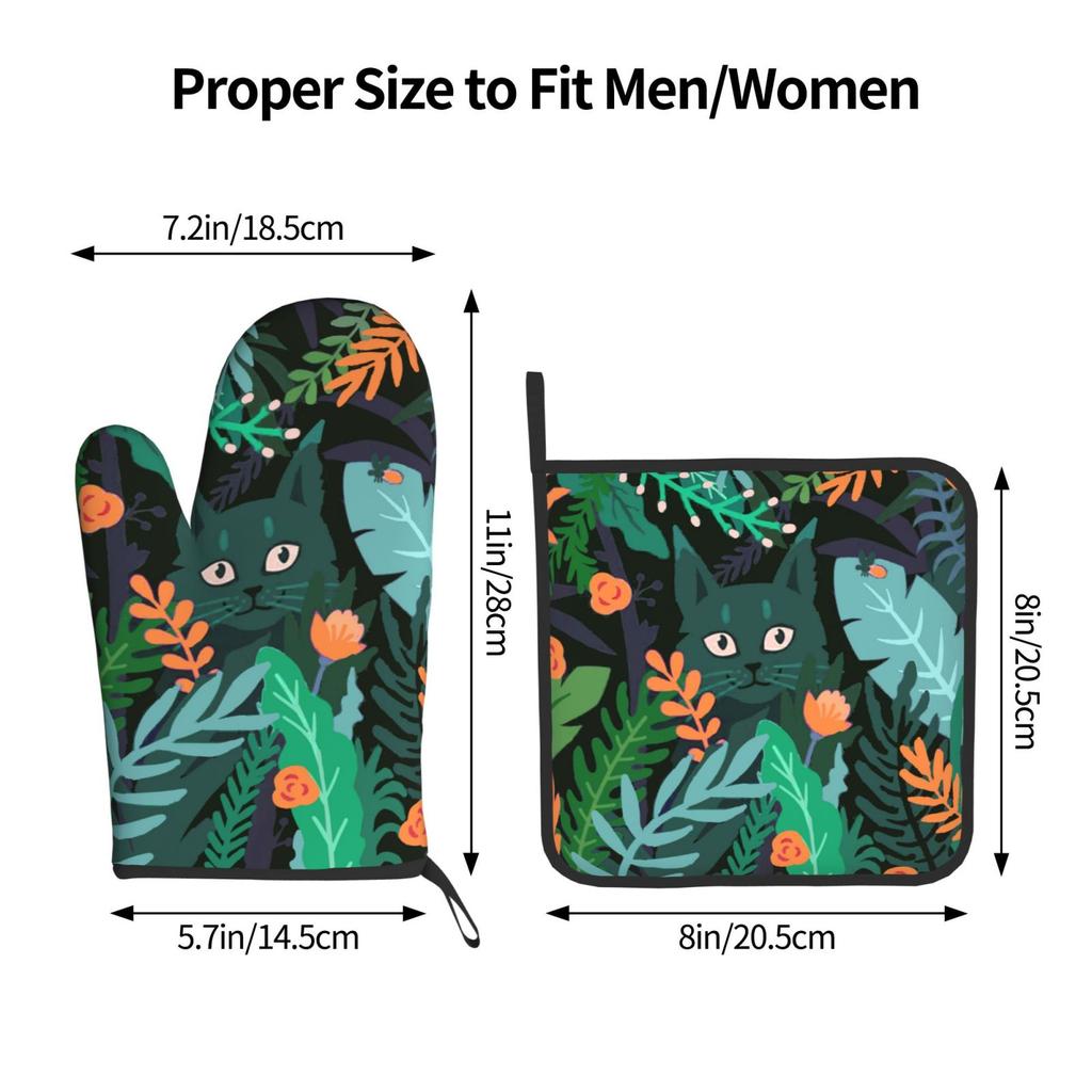 Cat Oven Heat Insulated Gloves Pot Holders Anti-scalding Hot Resistant Kitchen Mitts For Cooking Baking Kitchen Accessories