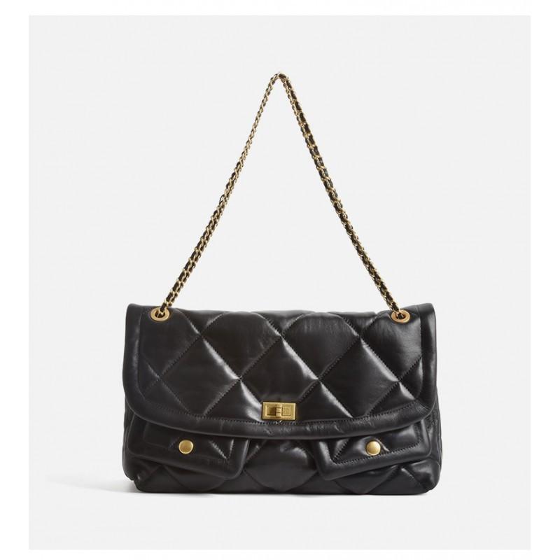Xiaoxiang Layer Cowhide Grid High-end Chain Bag Women's Doubles Pocket Large Capacity Versatile Single Shoulder Tote