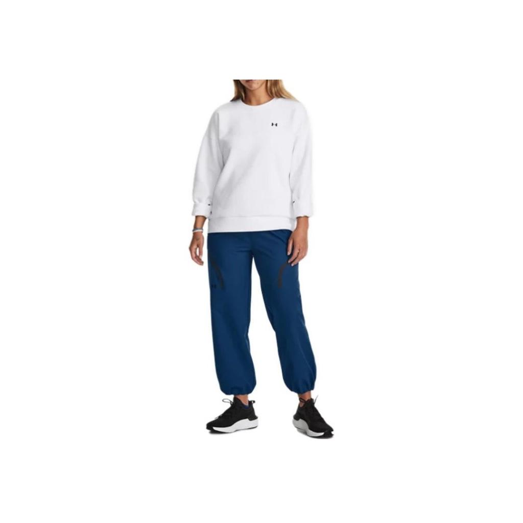 Under Armour Solid Color Crew Neck Casual Long Sleeve Sweatshirt Women Sweatshirt White 1379835-100