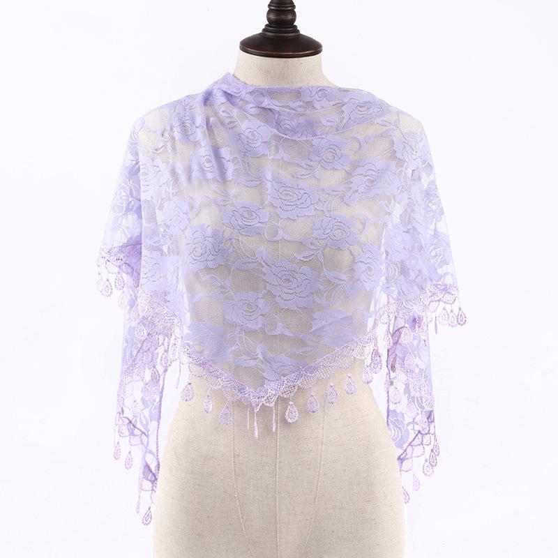 Women Rose Lace Veil Scarf Bandana Church Prayer Wedding Mantilla Chapel White Embroidered Hijab Women Scarves