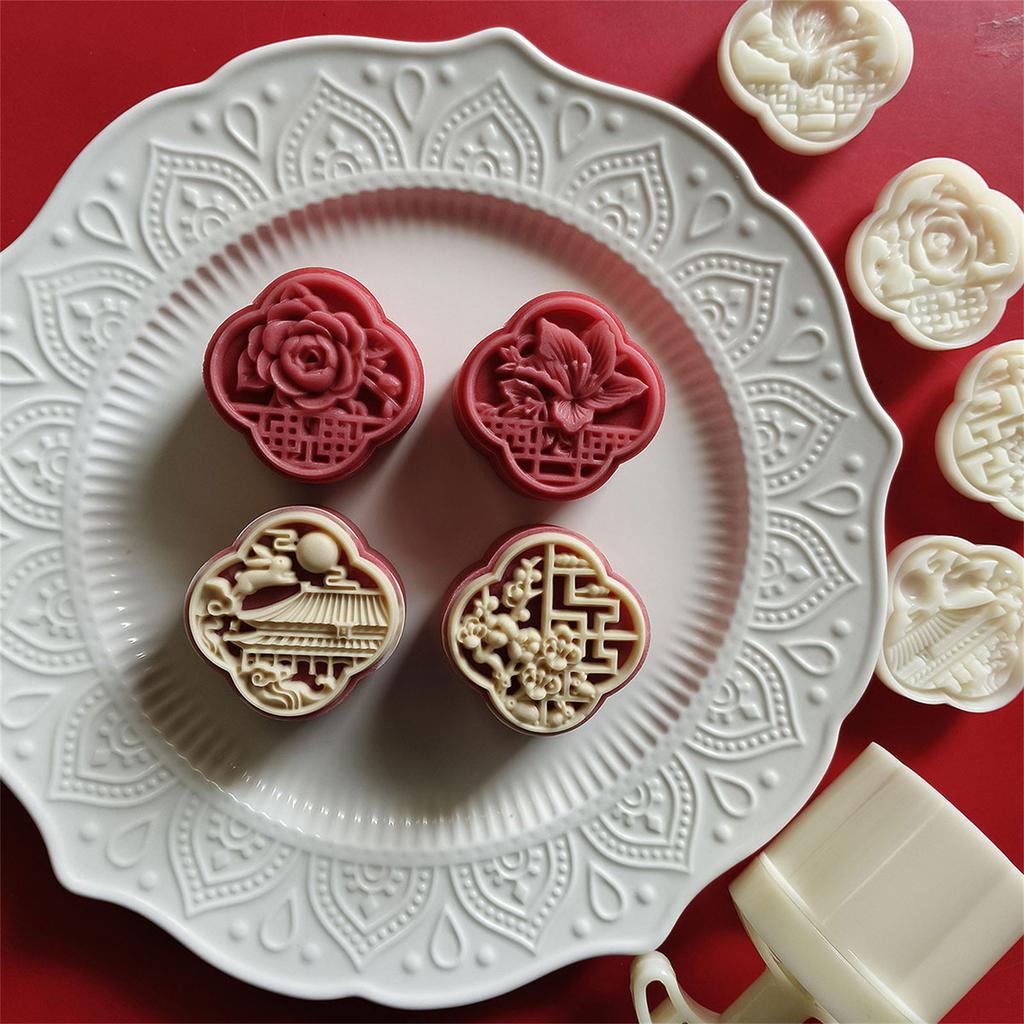DIY Mooncake Maker with Round Character Cookie Stamps Pastry Mould for Mid Autumn Festival and Wedding Pastries