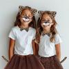 Set Maschera di Halloween per Bambini con Fascia Testa Testa di Leopardo e Orecchie da Gatto con Adesivi per il Viso