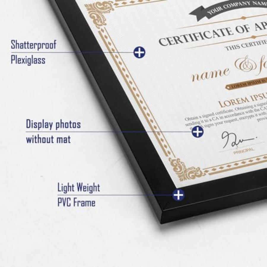 18 Packs 8.5x11 Multi Plastic Picture Frames Set with Plastic Cover Certificate Frames for Document Diploma Award Light Weight