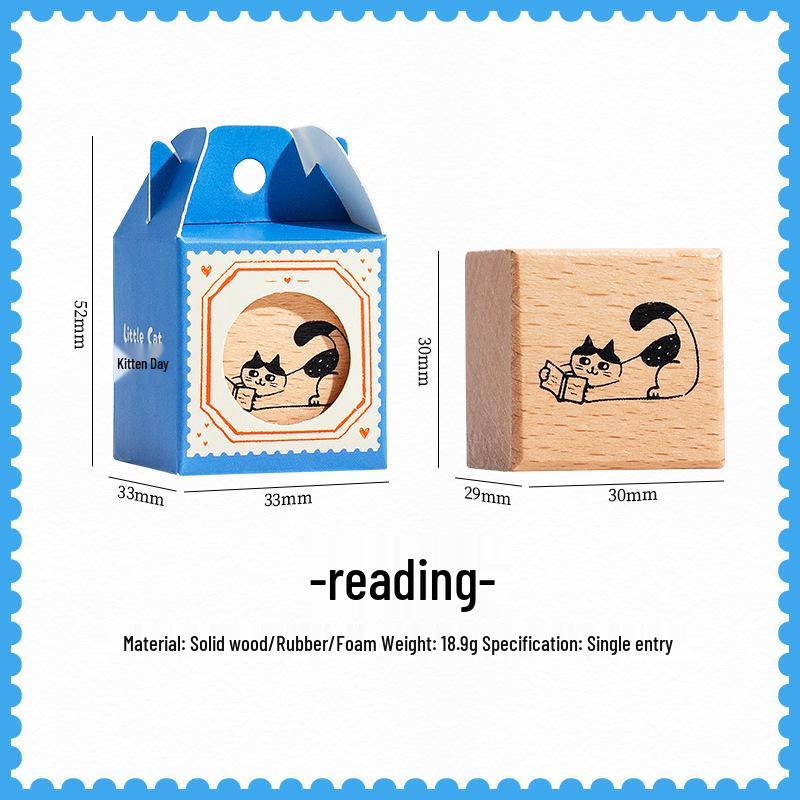 Adorable Cat Wooden Stamp for Diary & DIY Decoration - Choose from 8 Styles