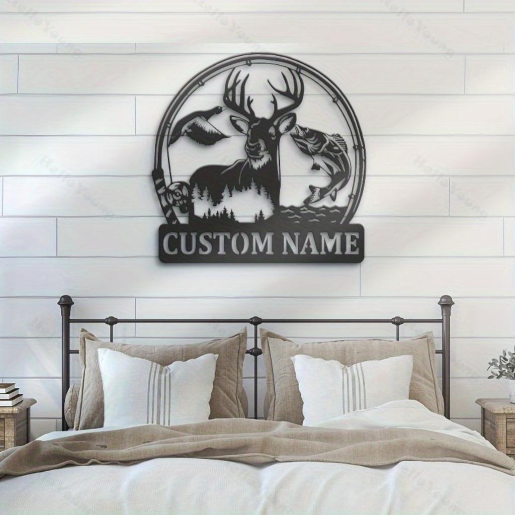 Customizable Metal Family Name Sign Black Iron Wall Art for Home Living Room Outdoor Patio Decor