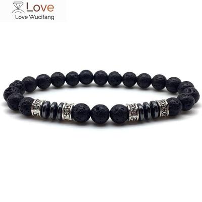 Simple Fashion Men Bracelet Classic 8mm Geometric Hematite Strand Bracelet Men Charm Jewelry Pulsera