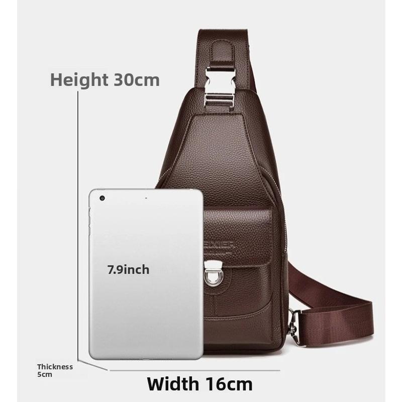 Large Capacity Men's Crossbody Bag  PU Leather Sling Pouch, Chest Bag,for Phone, Wallet & Keys, Outdoor & Daily Commute