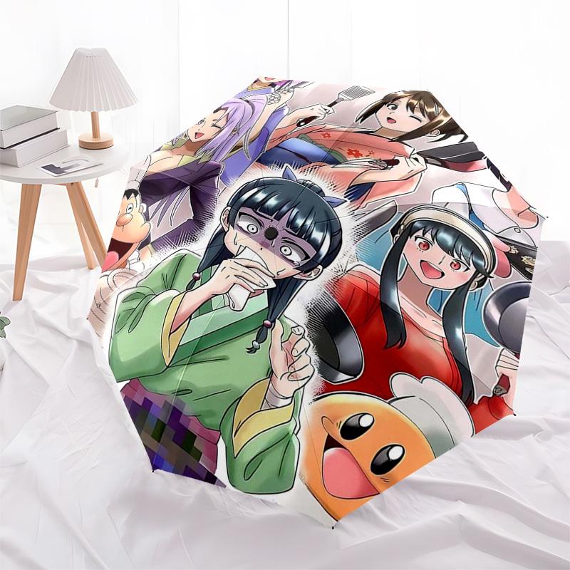 1pc Outdoor Umbrella with Anime Characters | Automatic Opening & Closing | Portable 3-Fold Design | 8-Rib Iron Frame | Perfect Gift for Fans, Tra