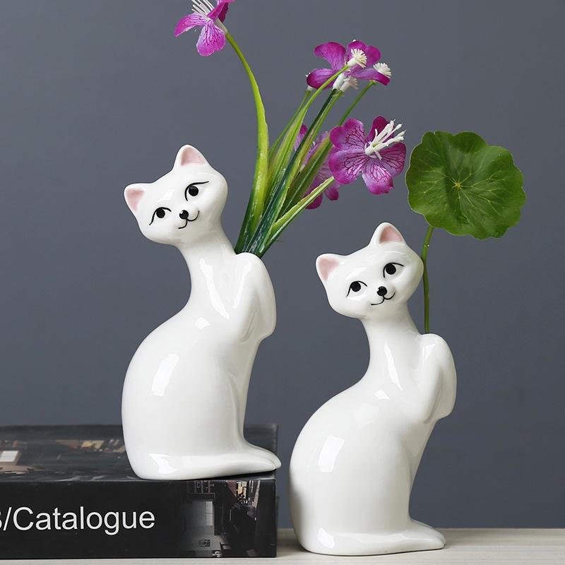Χαριτωμένο Βάζο Γάτας Επιτραπέζια Διακοσμητικά Κεραμικό Υδροπονικό Βάζο Γλάστρα Μπουκάλι Αρωματοθεραπείας Διακόσμηση Σπιτιού Διακόσμηση Κήπου